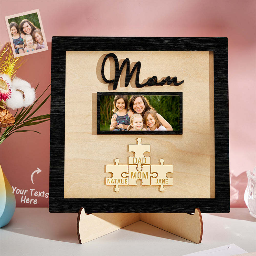 Custom Photo Engraved Ornament Mother's Day Puzzle Wooden Commemorate Gifts - soufeelus