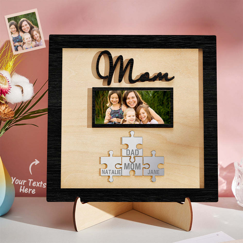 Custom Photo Engraved Ornament Mother's Day Puzzle Wooden Commemorate Gifts - soufeelus
