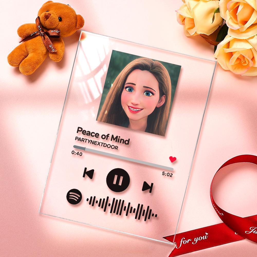 Scannable Spotify Code Comic Filter Plaque Keychain Music and Photo Acrylic Gifts for BFF - soufeelus