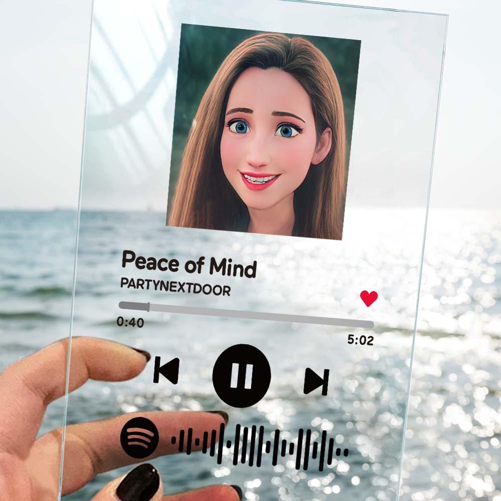 Scannable Spotify Code Comic Filter Plaque Keychain Music and Photo Acrylic Gifts for BFF - soufeelus