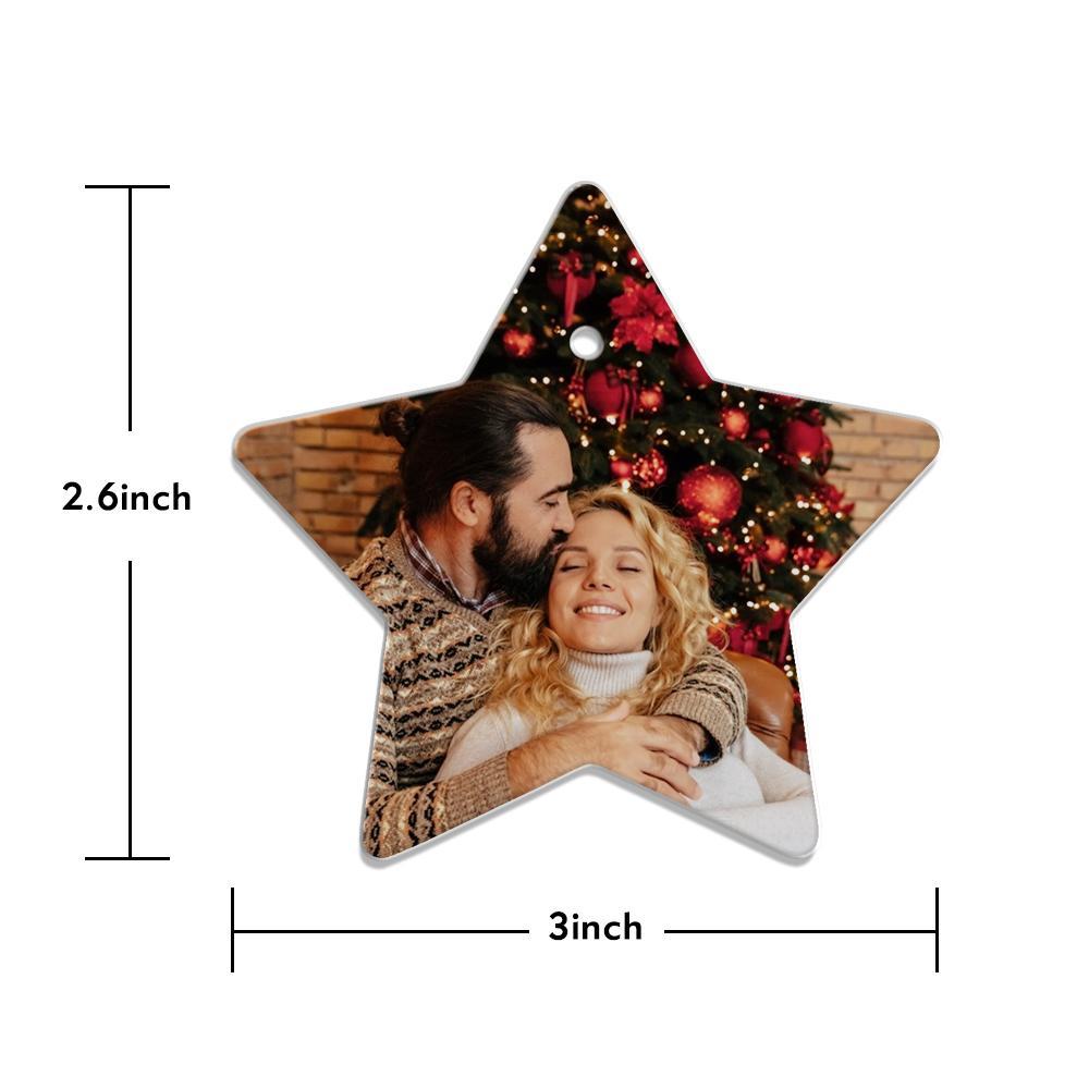 Custom Photo American Flag Christmas Ornament Star Ceramics Family Ornament Gift For Christmas