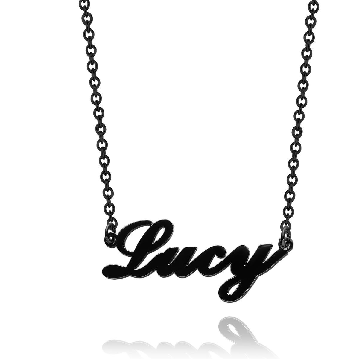 Carrie Style Name Necklace Black Gold Plated Silver
