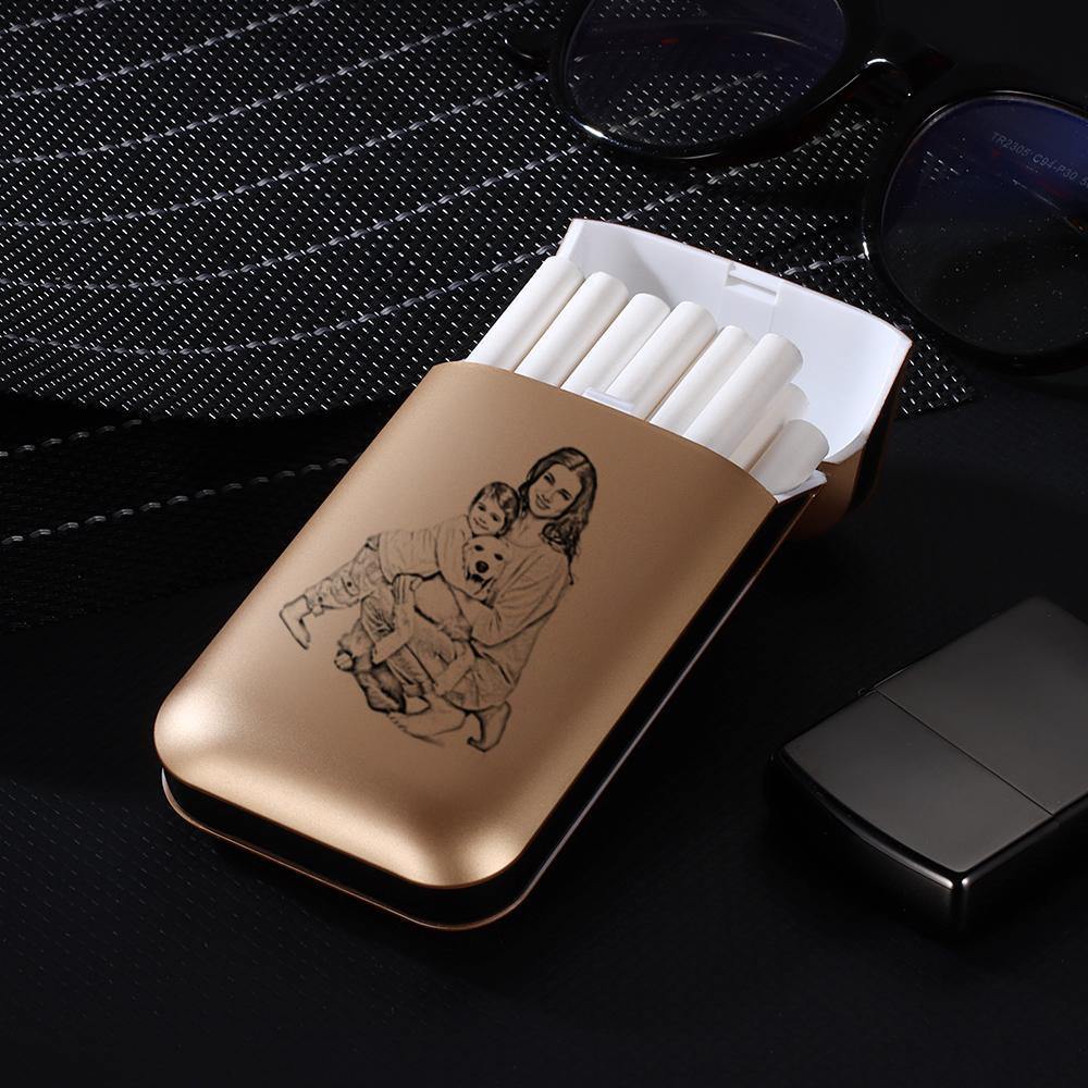 Photo Cigarette Case with Engraved Custom Cigarettes Holder - soufeelus