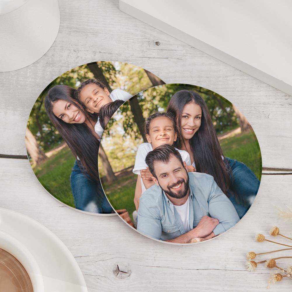 Custom Photo Coasters Round Gift-Family - soufeelus