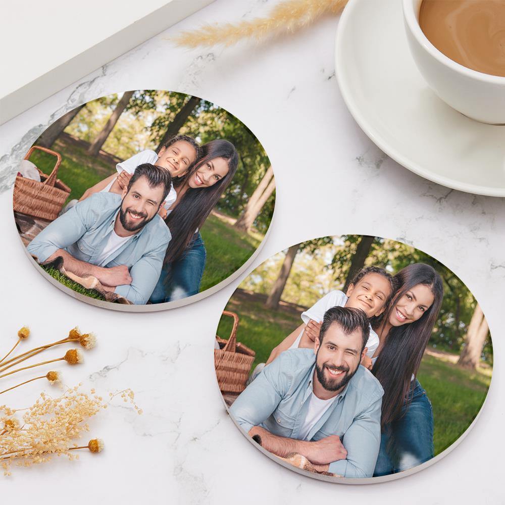 Custom Photo Coasters Round Gift-Family - soufeelus