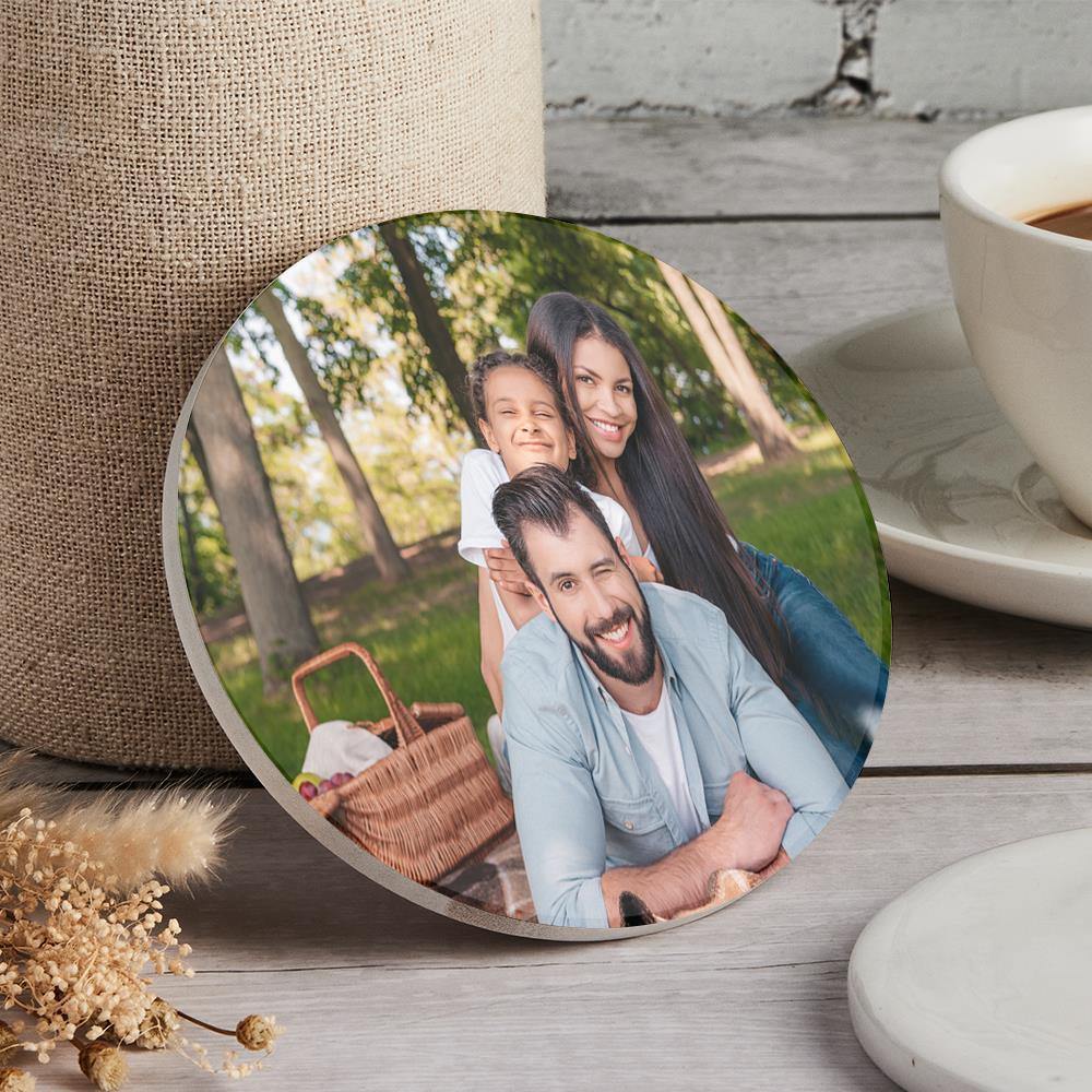Custom Photo Coasters Round Gift-Family - soufeelus