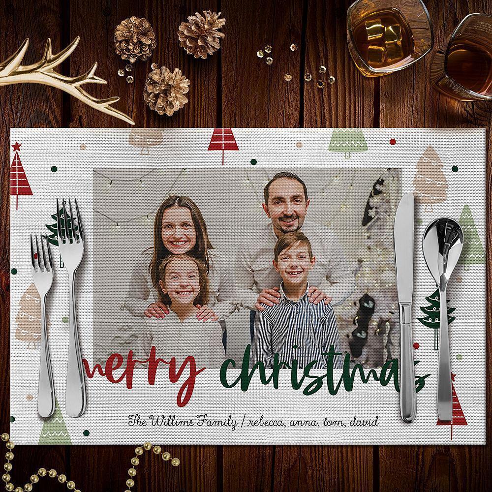 Custom Photo Engraved Christmas Placemats Gifts for Family - soufeelus