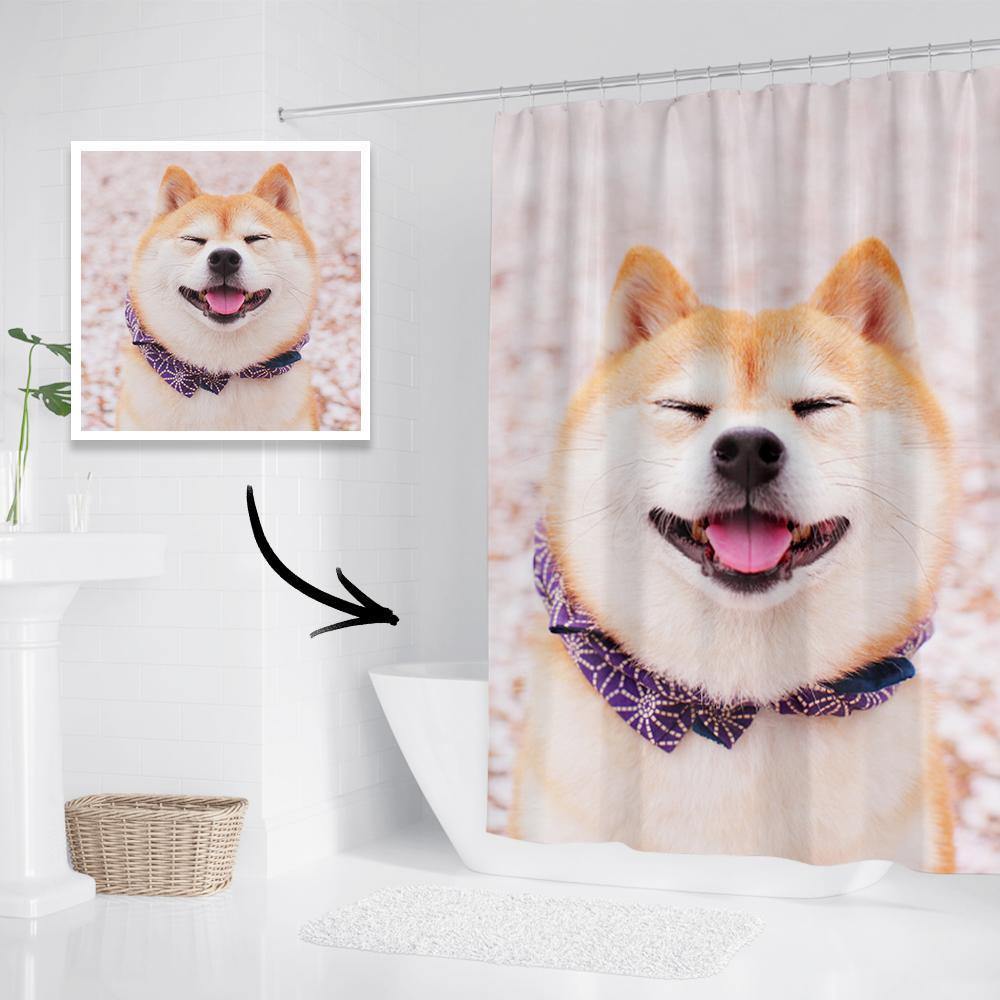 Custom Photo Shower Curtain Waterproof Shower Curtain Cute Pet 183*183cm - soufeelus