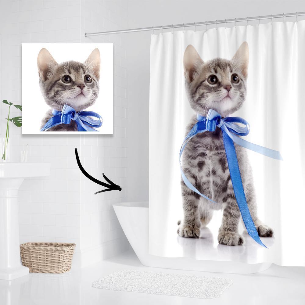 Custom Photo Shower Curtain Waterproof Shower Curtain Cute Pet 183*183cm - soufeelus