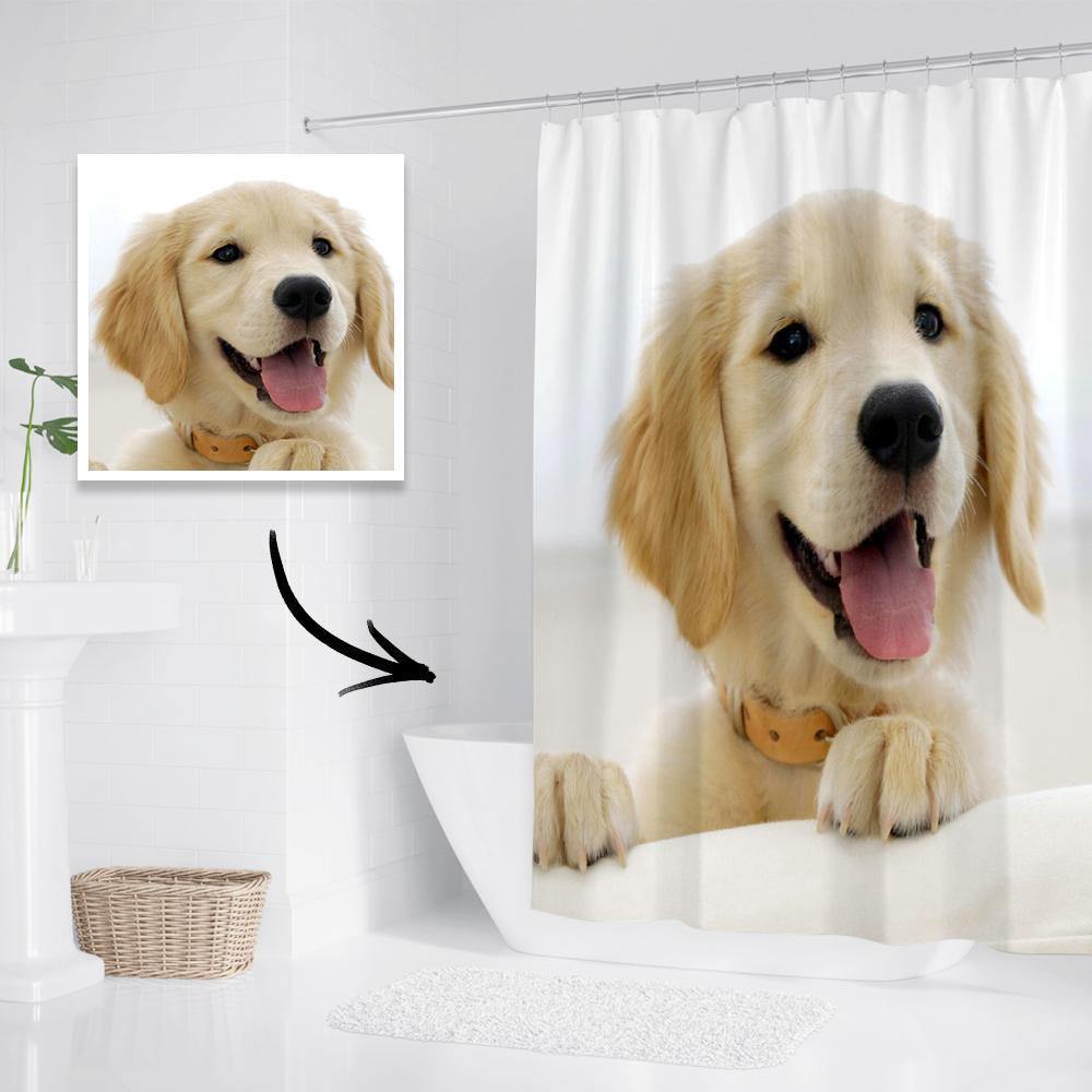 Custom Photo Shower Curtain Waterproof Shower Curtain Cute Pet 140*183cm - soufeelus