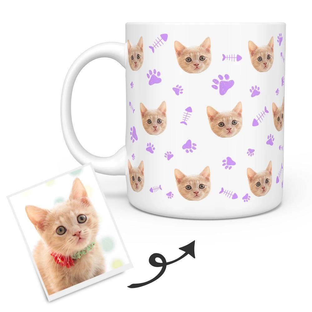 Personalised Cat Photo Mug - Custom Cat Coffee Mug - Put Cat Face on Mug - soufeelus