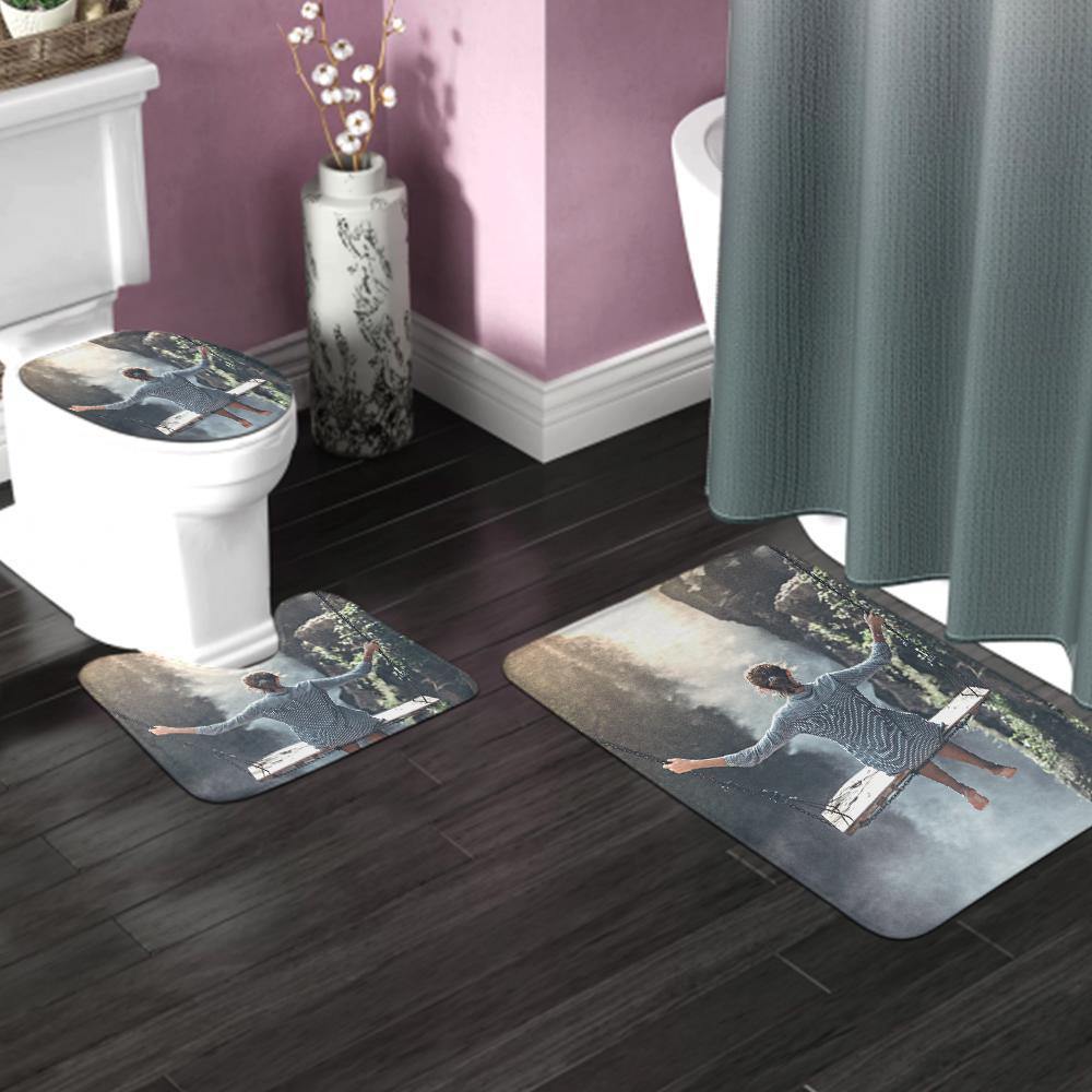 Custom Floor Mat Made Personalised Water Absorption Non Slip Bath Toilet Mat 3 Piece Set for Husband - soufeelus