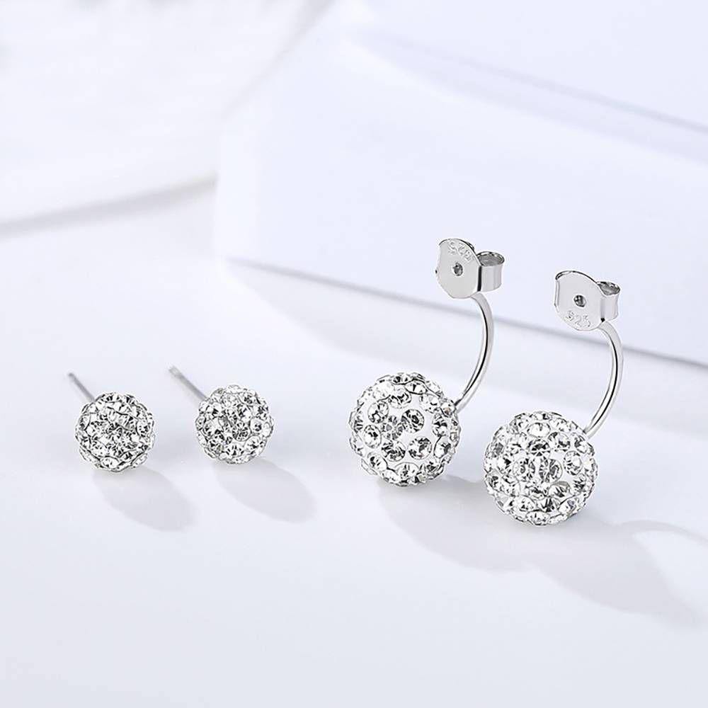 Drill Ball Earrings Silver - soufeelus