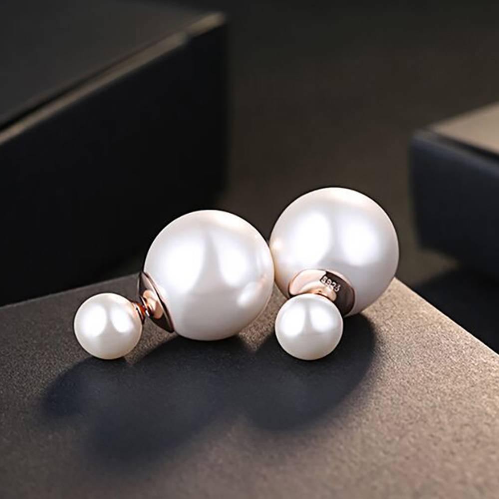 Pearl Earrings Rose Gold Plated Silver - soufeelus