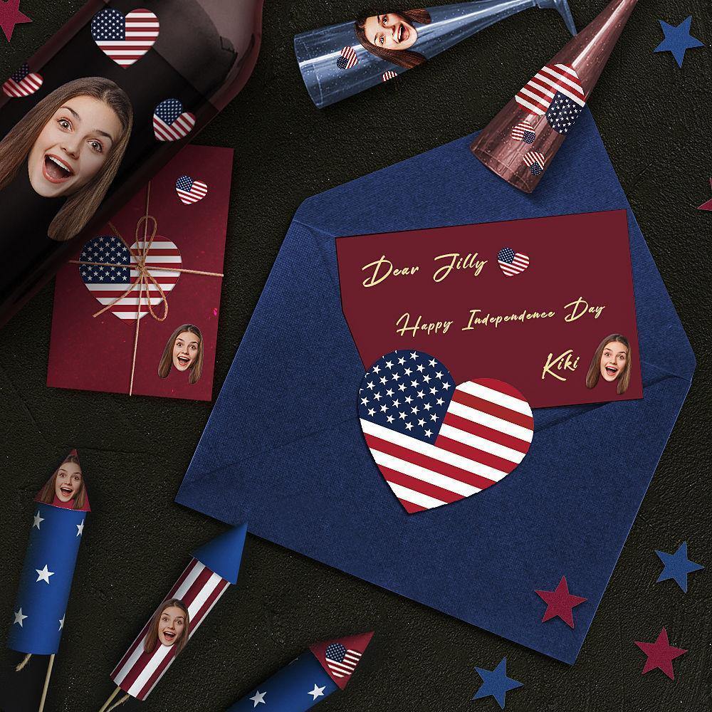 Waterproof Photo Sticker Custom Face Stickers-American Independence Day - soufeelus
