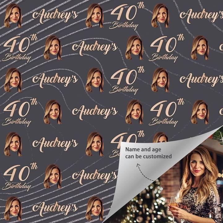 Custom Face Age Name Gift Wrap - Happy Birthday - soufeelus