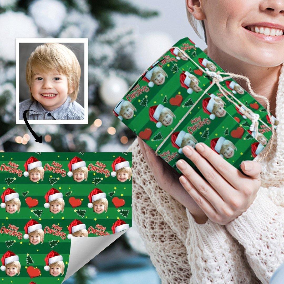 Custom Face Gift Wrap - Merry Christmas (Xmas) - soufeelus