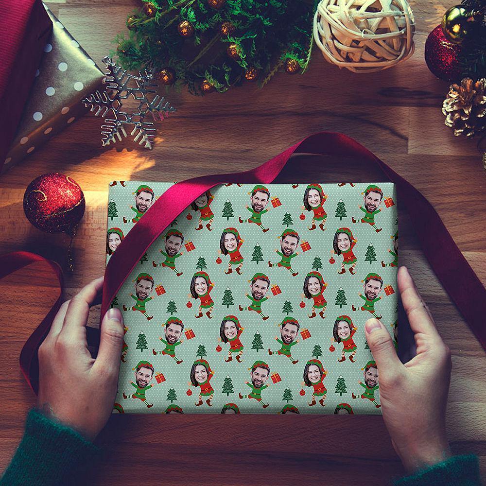 Custom Photo Face Merry Christmas Wrapping Paper For Child - soufeelus