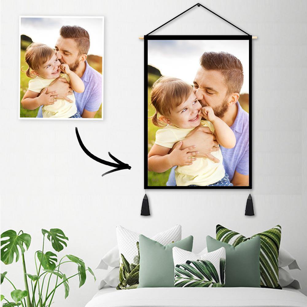 Custom Photo Tapestry Wall Decor Hanging Fabric Painting Hanger Poster 18"*26" (Tassels+Wooden Stick Set) - soufeelus