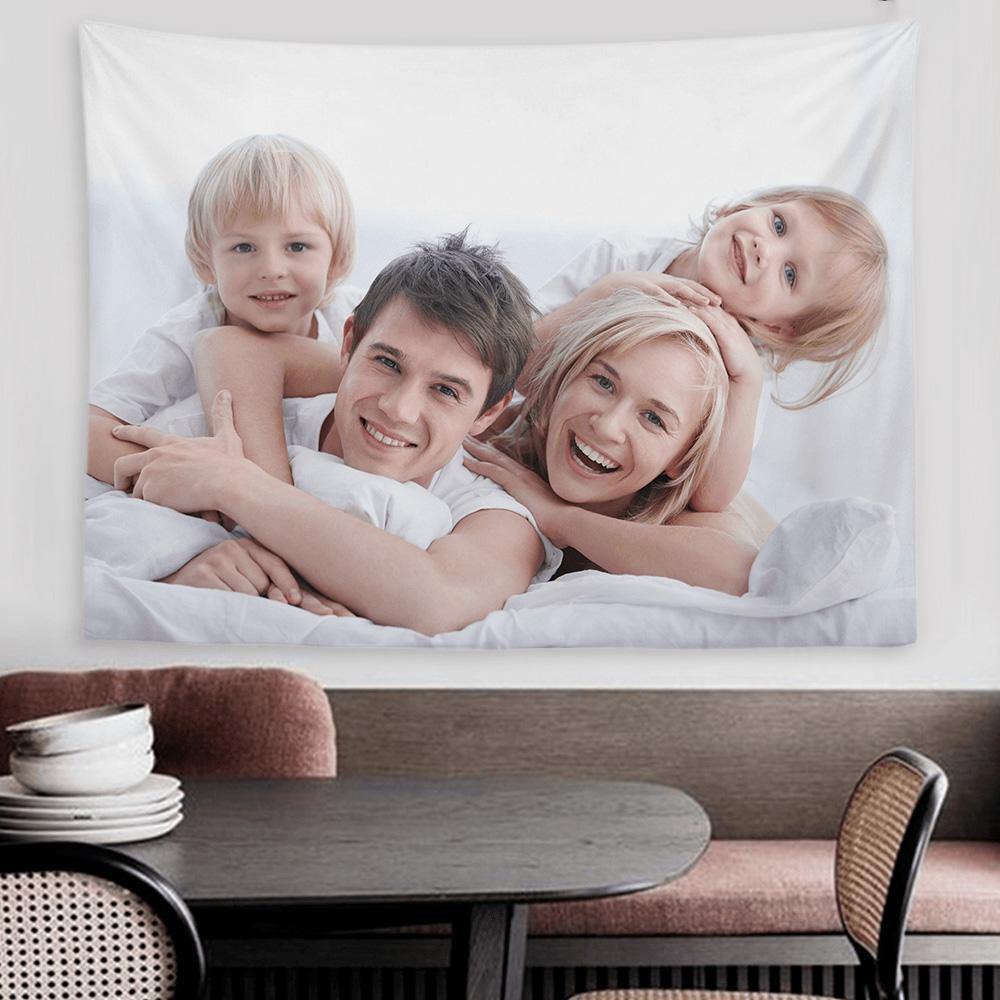 Custom Family Photo Tapestry Short Plush Wall Decor Hanging Painting Gifts for Family - soufeelus