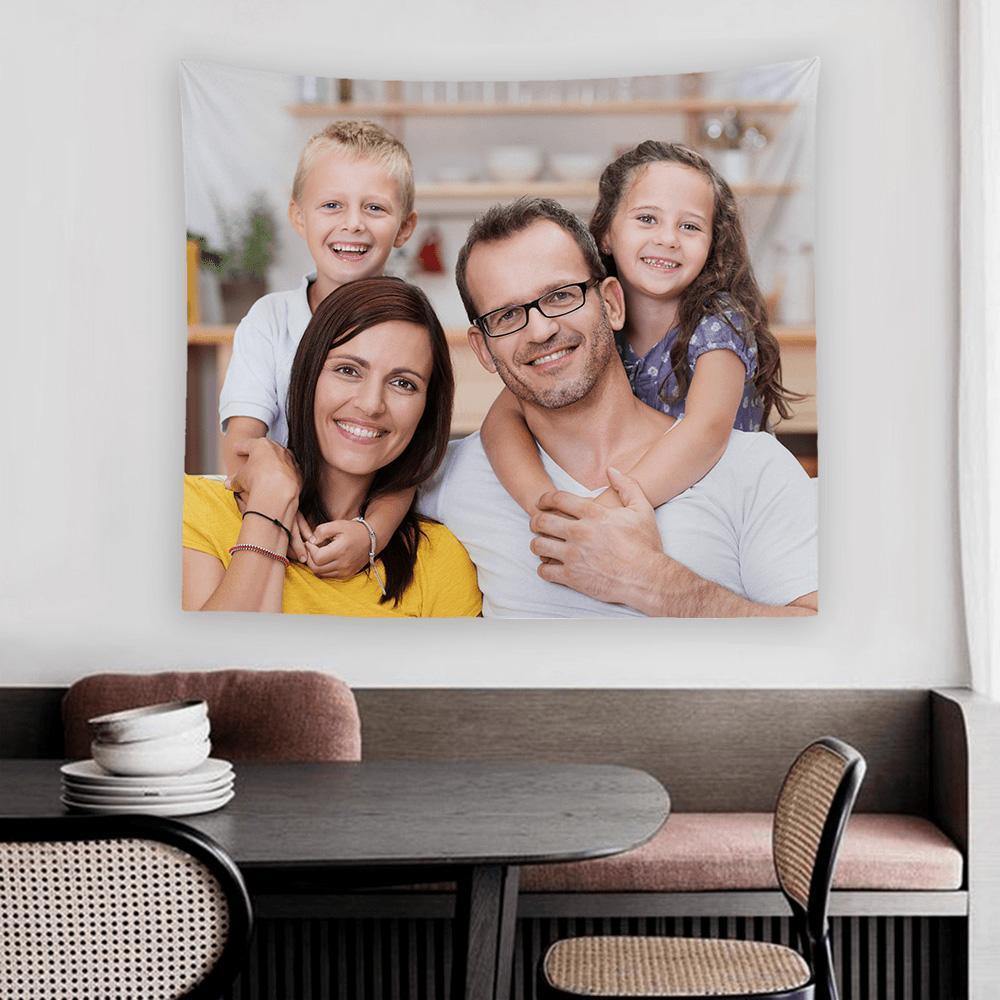 Custom Family Photo Tapestry Short Plush Wall Decor Hanging Painting Gifts for Family - soufeelus
