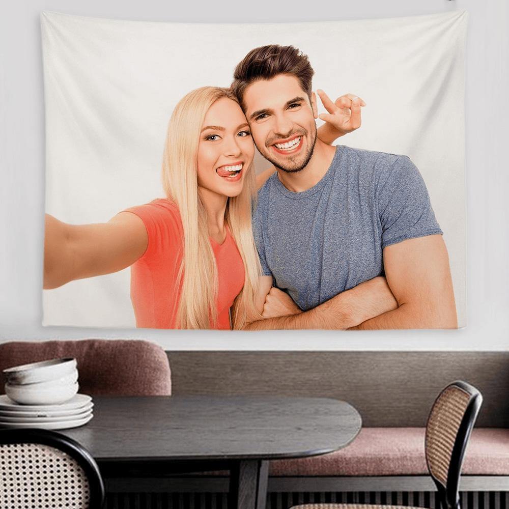Custom Photo Tapestry Short Plush Wall Decor Hanging Painting Couple's Gifts - soufeelus