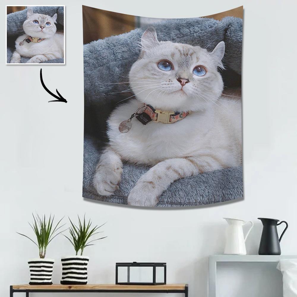 Custom Photo Tapestry Wall Decor Hanging Fabric Painting Hanger Poster Cute Pet Unique Gifts Funny Design - soufeelus