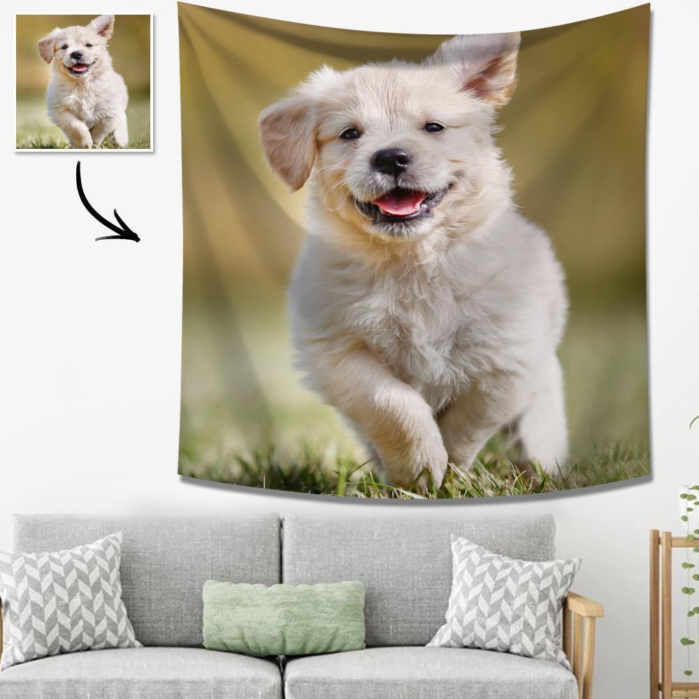 Custom Photo Tapestry Wall Decor Hanging Fabric Painting Hanger Poster Cute Pet Unique Gifts Funny Design - soufeelus
