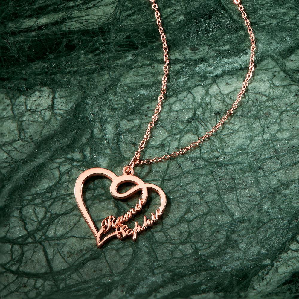 Overlapping Heart Two Name Necklace Silver - soufeelus