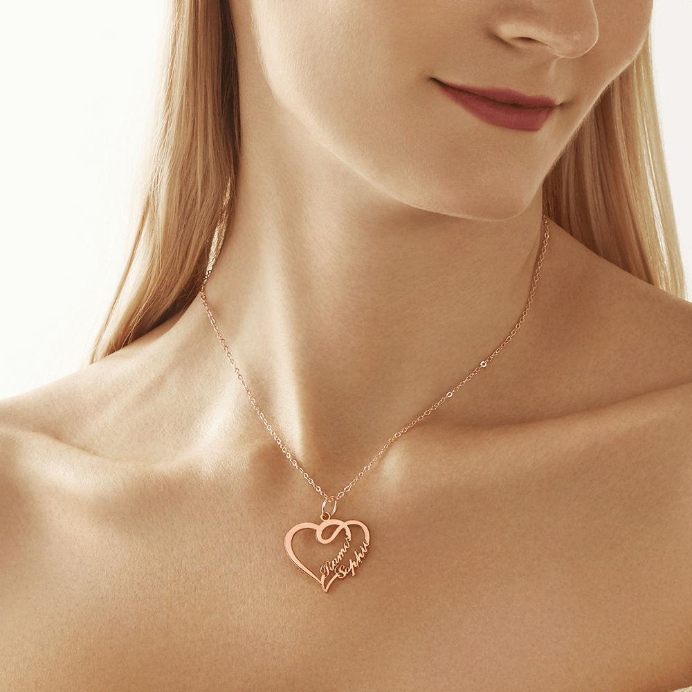 Overlapping Heart Two Name Necklace Silver - soufeelus