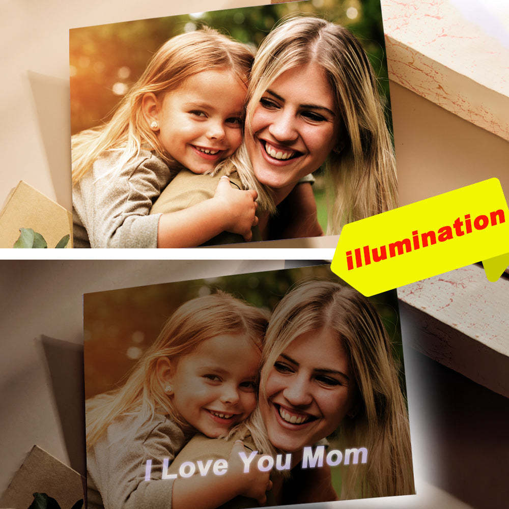Custom Photo Engraved Card Hidden Text Greeting Card Gift for Mom - 