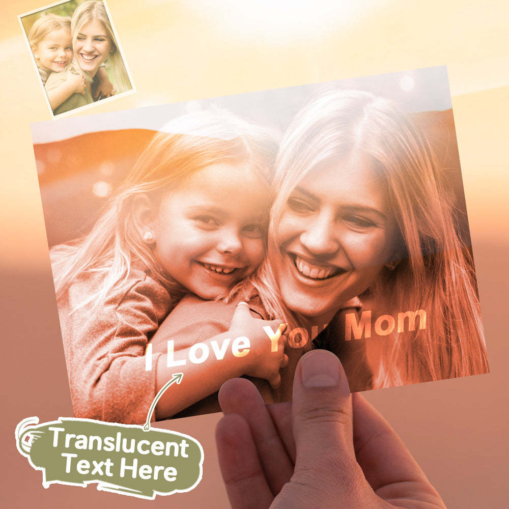 Custom Photo Engraved Card Hidden Text Greeting Card Gift for Mom - 