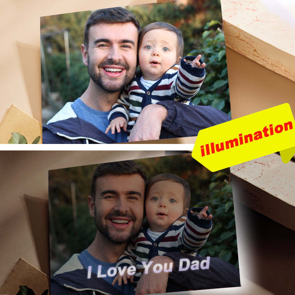 Custom Photo Hidden Text Greeting Card Translucent Card Gift for Dad - 