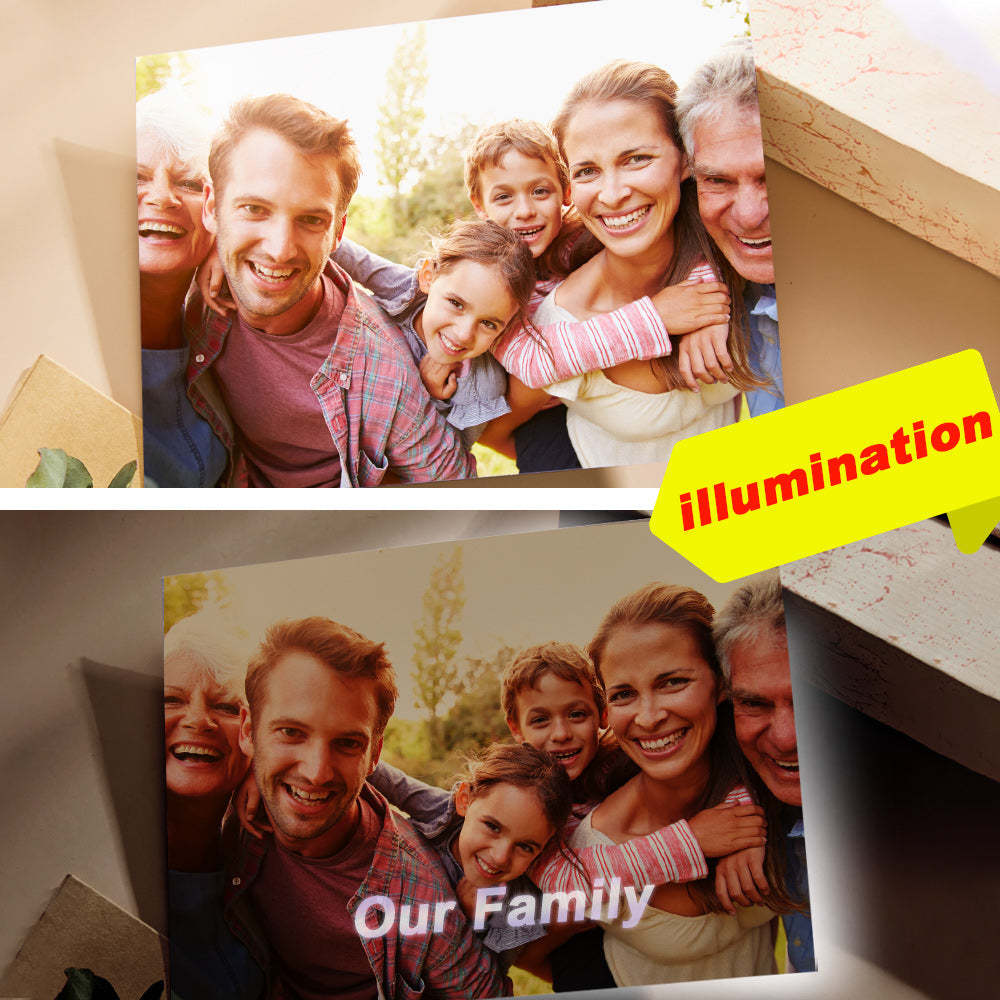 Custom Photo Engraved Card Hidden Text Greeting Card Forever Family Card - 