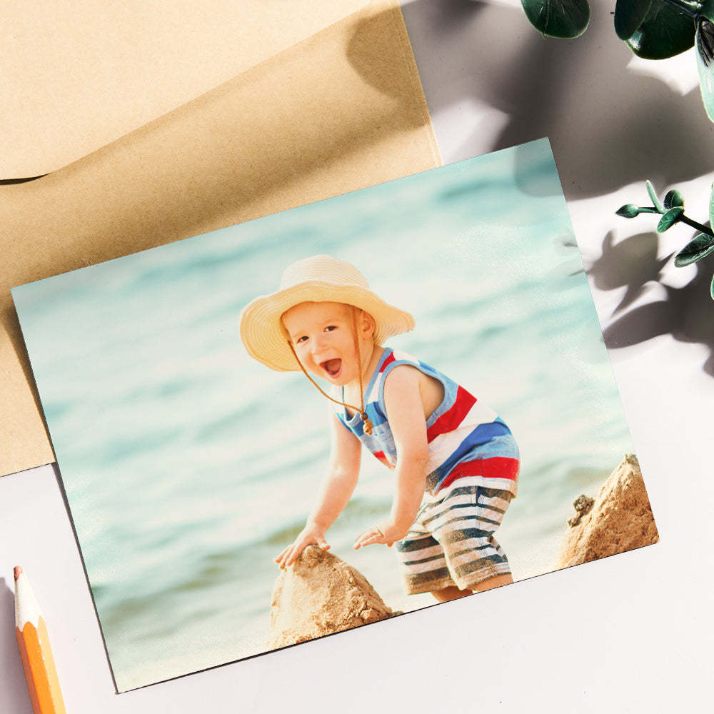 Custom Photo Hidden Text Greeting Card Cute Boy Card Gift for Child - 