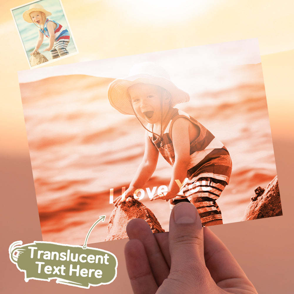 Custom Photo Hidden Text Greeting Card Cute Boy Card Gift for Child - 