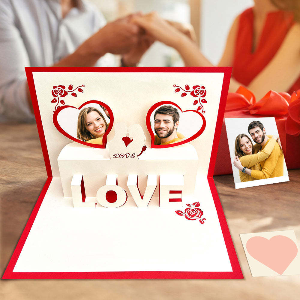 Custom Photo 3D Pop-Up Card Personalized Heart Pop Up Greeting Card - soufeelus