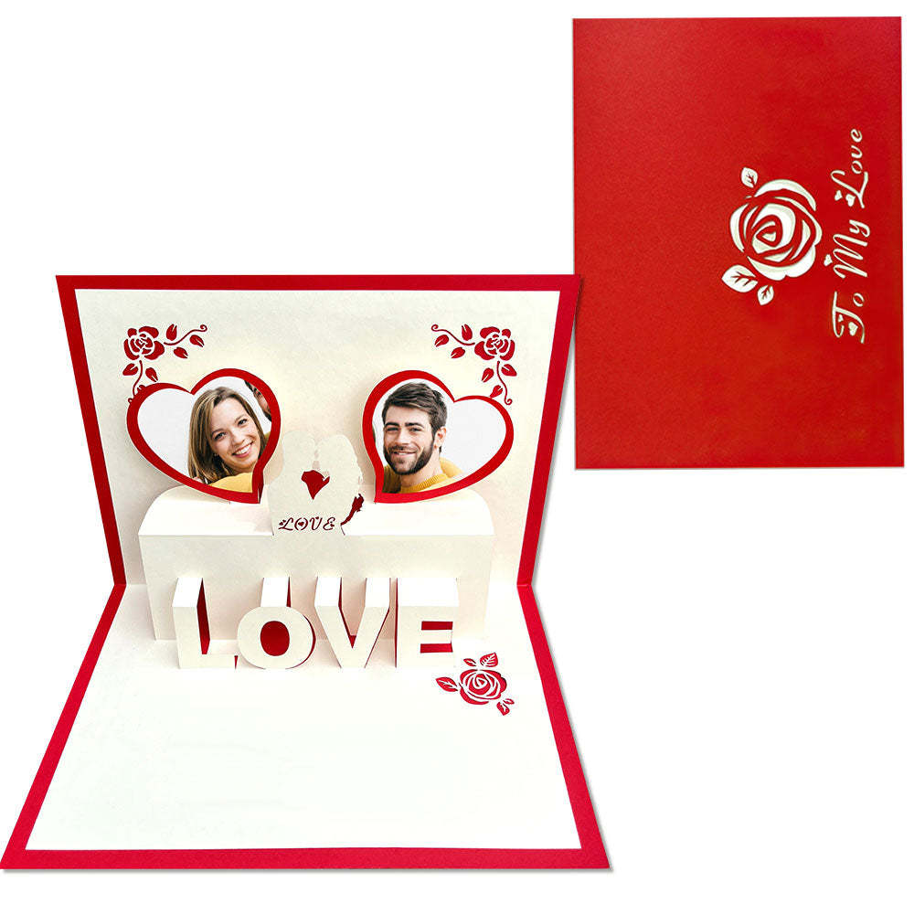 Custom Photo 3D Pop-Up Card Personalized Heart Pop Up Greeting Card - soufeelus