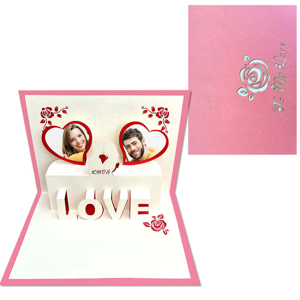 Custom Photo 3D Pop-Up Card Personalized Heart Pop Up Greeting Card - soufeelus