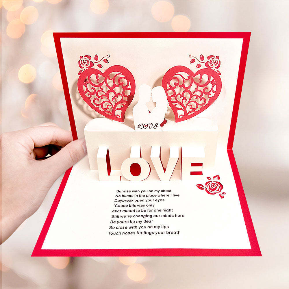 Custom 3D Pop-Up Card Personalized Heart Couple Pop Up Greeting Card - soufeelus