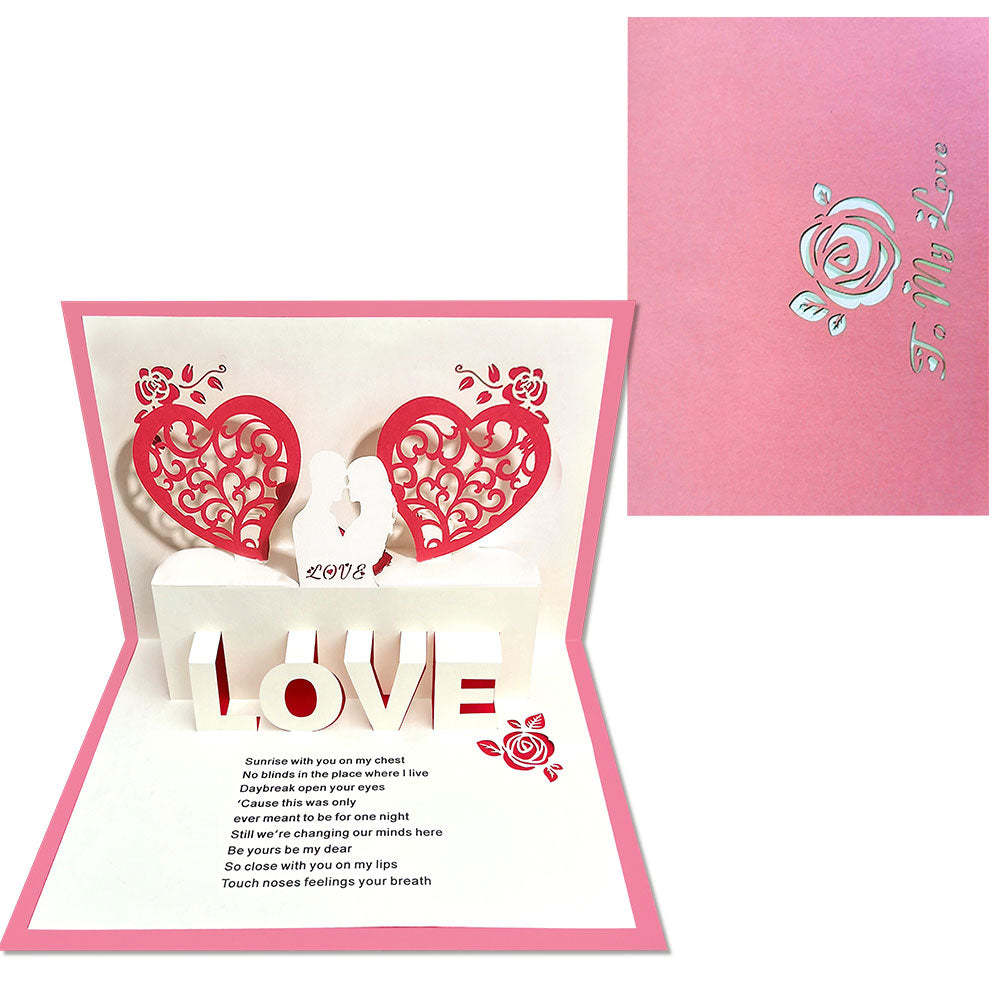 Custom 3D Pop-Up Card Personalized Heart Couple Pop Up Greeting Card - soufeelus