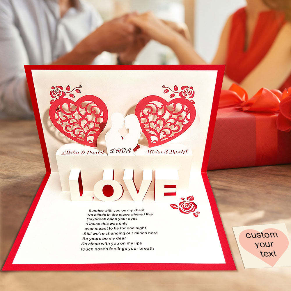 Custom Name 3D Pop-Up Card Personalized Heart Couple Pop Up Greeting Card - soufeelus