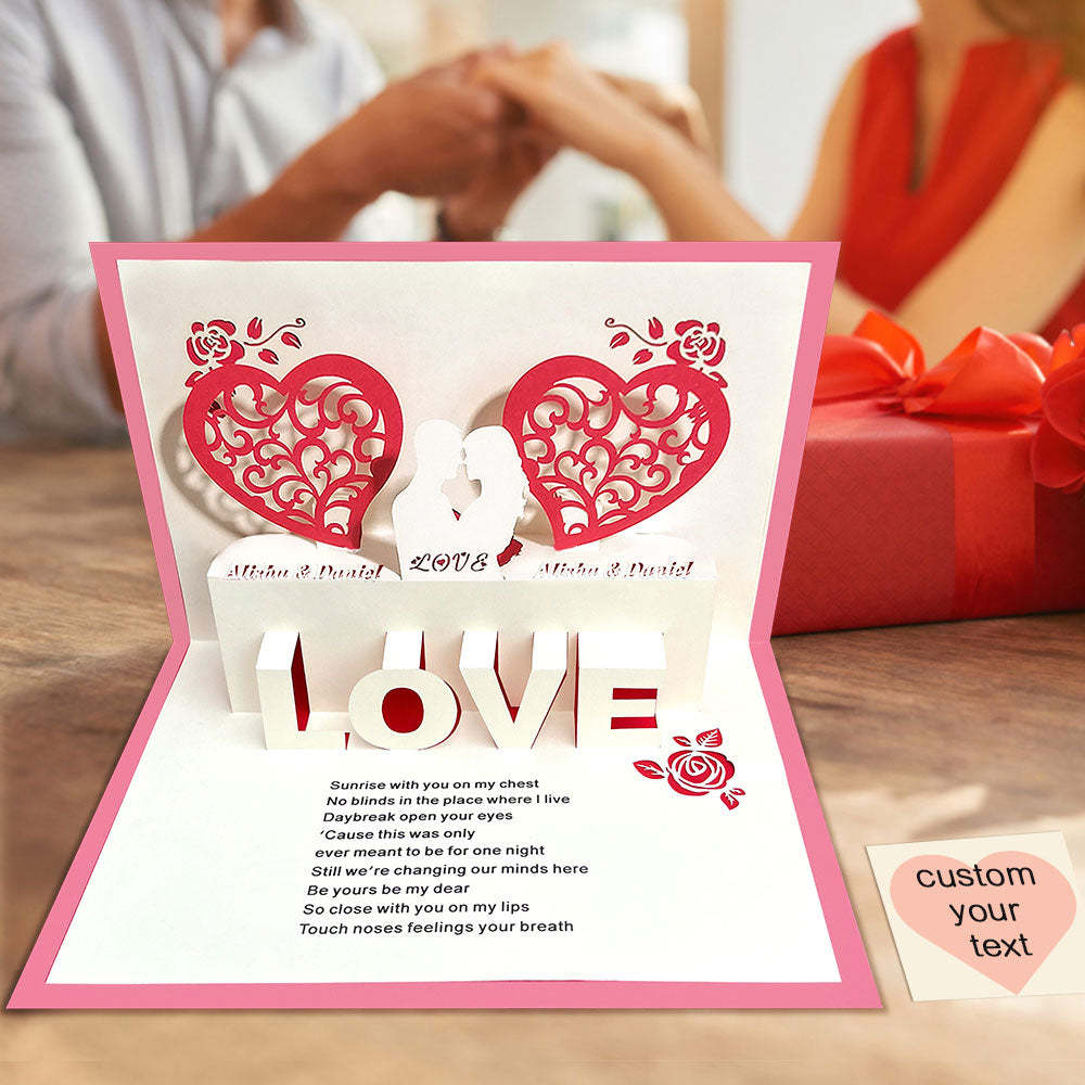 Custom Name 3D Pop-Up Card Personalized Heart Couple Pop Up Greeting Card - soufeelus