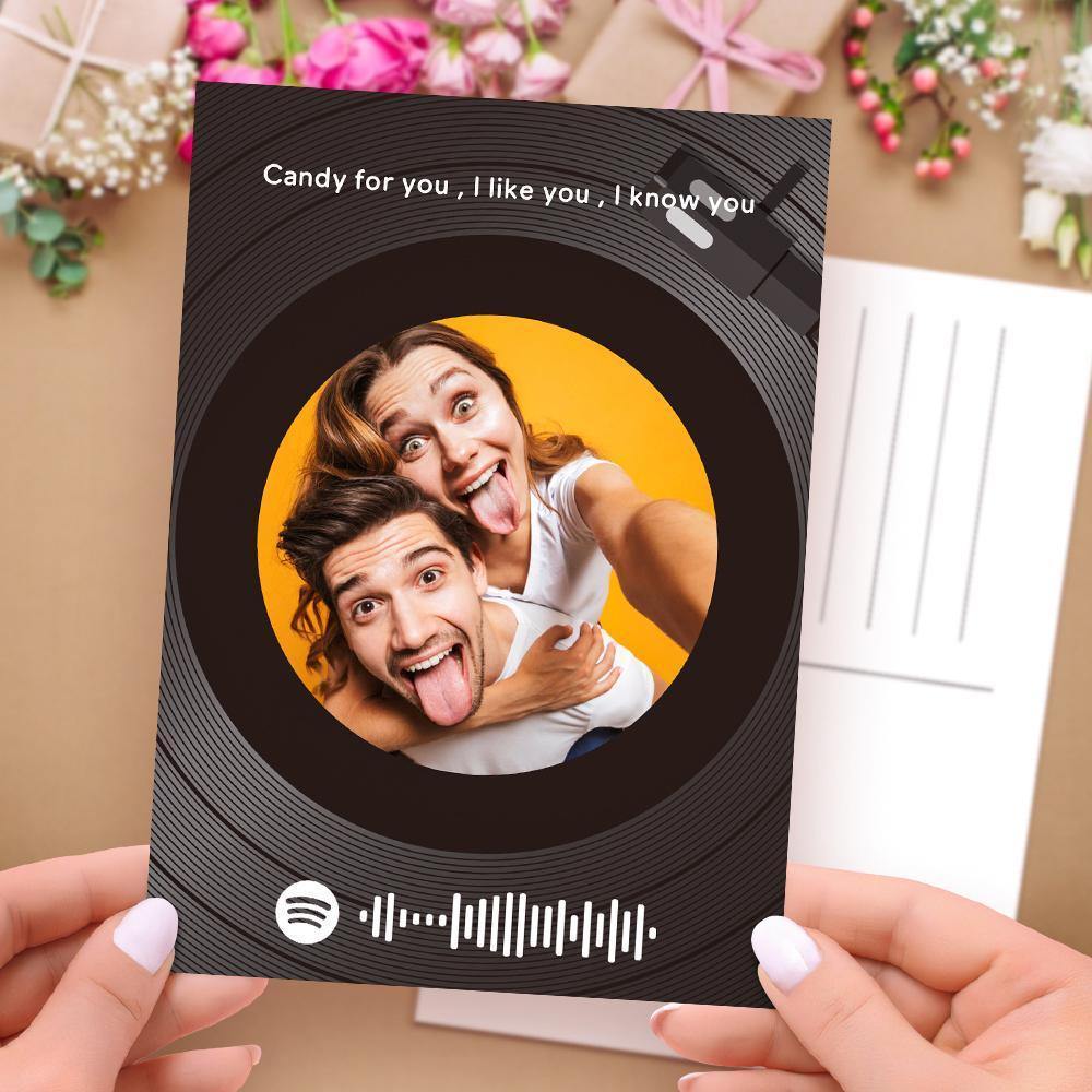 Scannable Spotify Code Music Cards Vinyl Record Style with Your Love Song - soufeelus