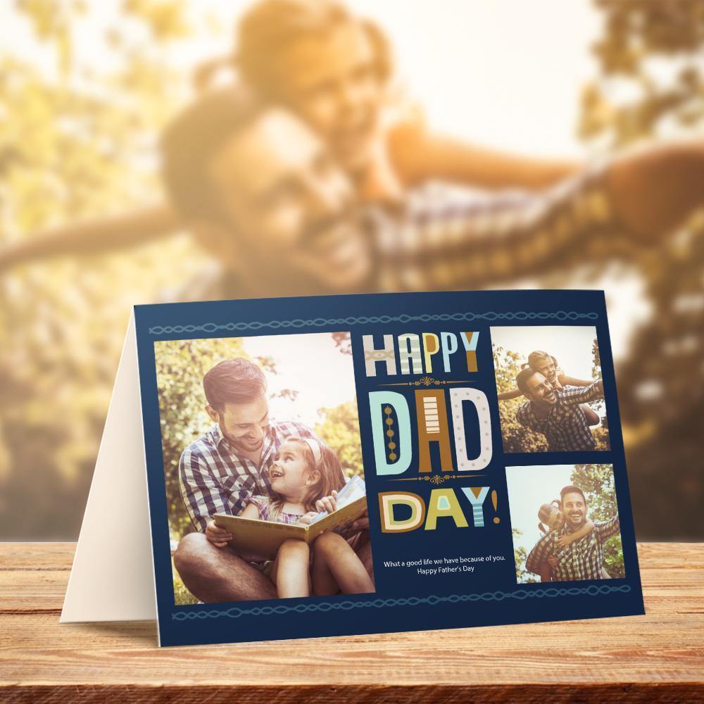 Custom Photo Greeting Card for Fathers's Day Memorial Gift - Happy Dad Day - soufeelus