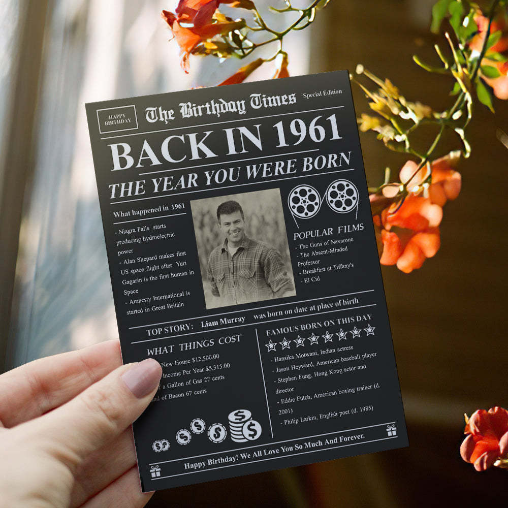 100 Years History News Custom Newspaper Decoration Greeting Card100th Anniversary Gift 100th Birthday Gift Back in 1960