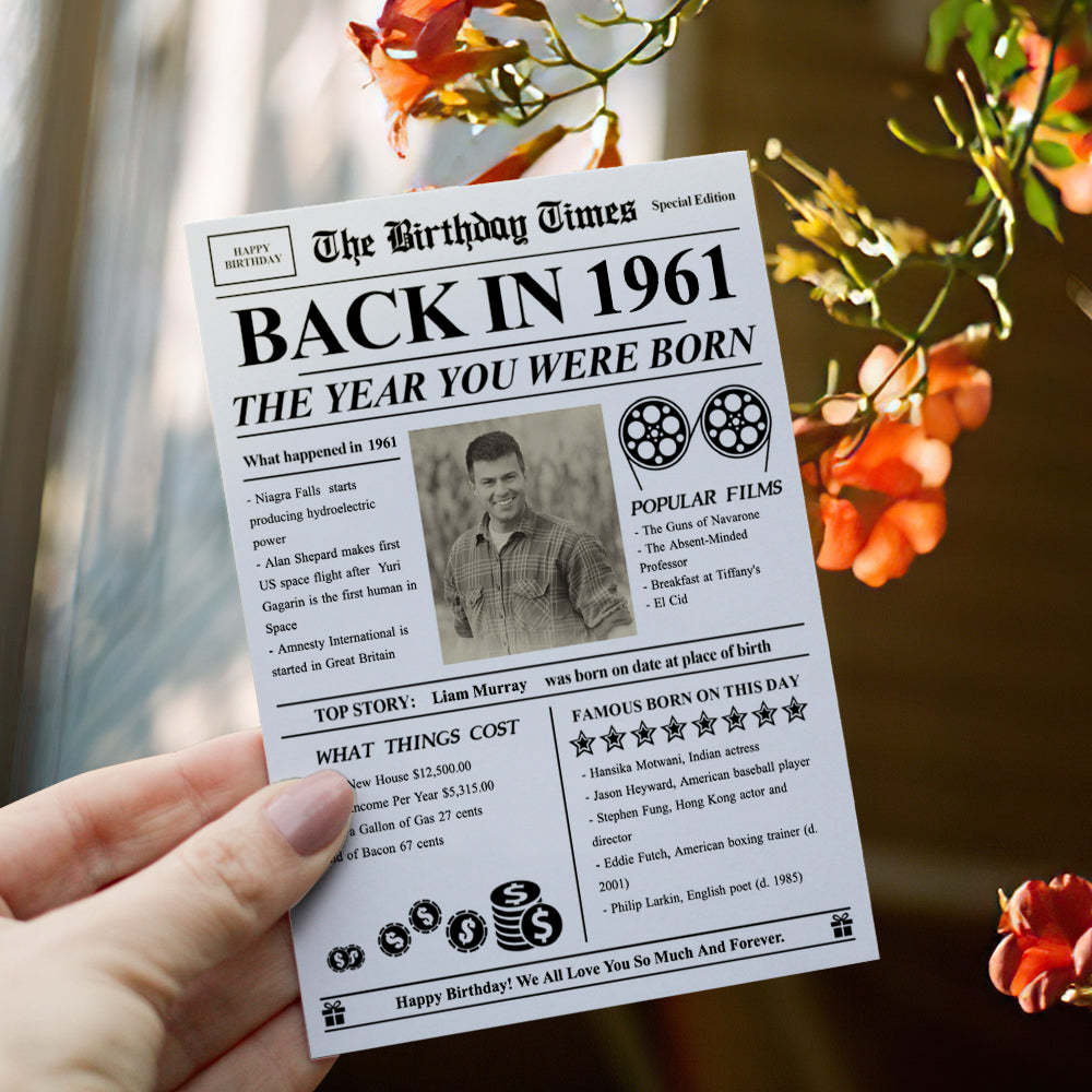 100 Years History News Custom Newspaper Decoration Greeting Card100th Anniversary Gift 100th Birthday Gift Back in 1960