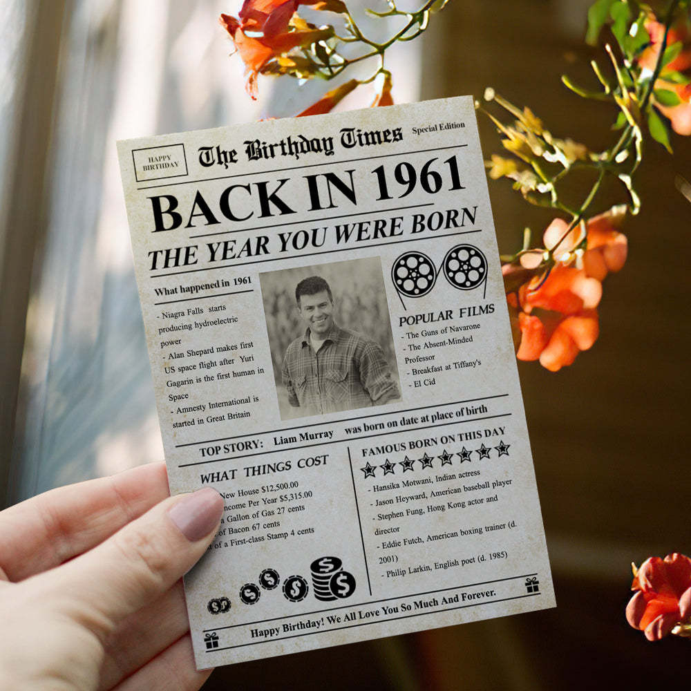 100 Years History News Custom Newspaper Decoration Greeting Card100th Anniversary Gift 100th Birthday Gift Back in 1960