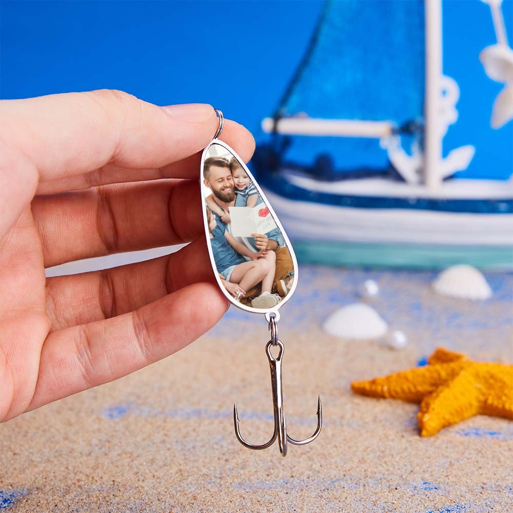 Custom Photo Engraved Text Fishing Hook Personalized Photo Fishing Lure Father's Day Gifts -
