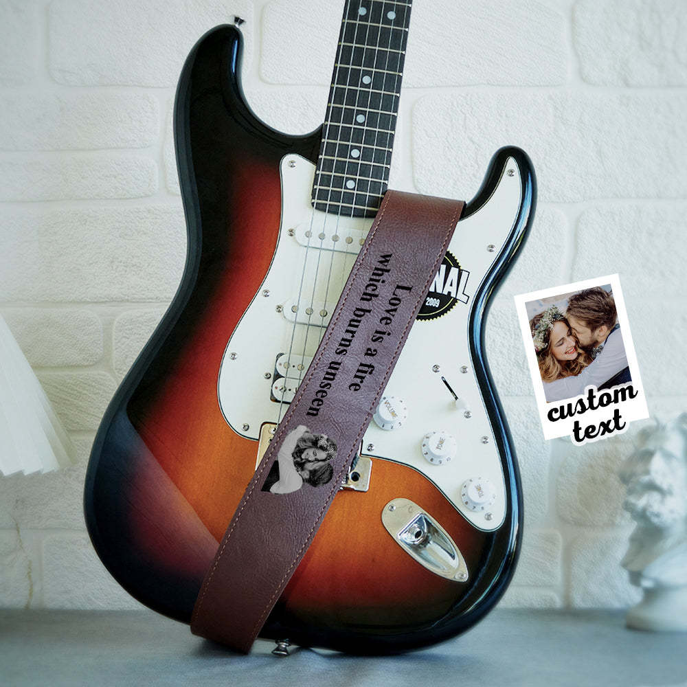 Custom Engraved Photo Guitar Strap Shadow Carving Unique Gifts - soufeelus